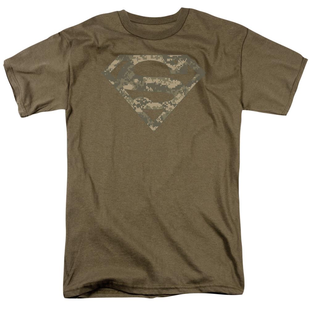 Superman Army Camo Shield Men's 18/1 Cotton SS T