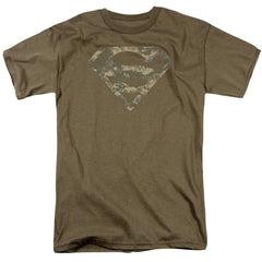 Superman Army Camo Shield Men's 18/1 Cotton SS T