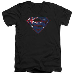 Superman Australian Shield Men's 30/1 Cotton Slim V-Neck T