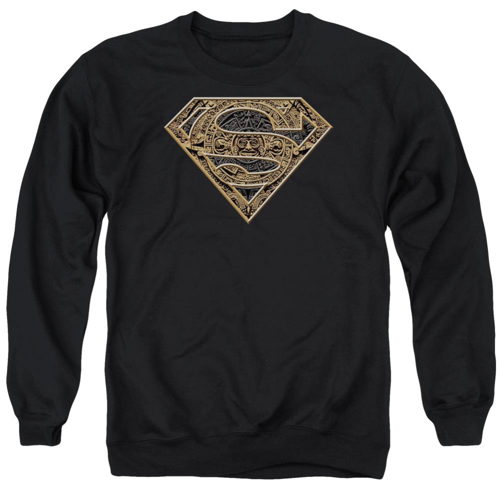 Superman Aztec Shield Men's Crewneck 50 50 Poly LS T