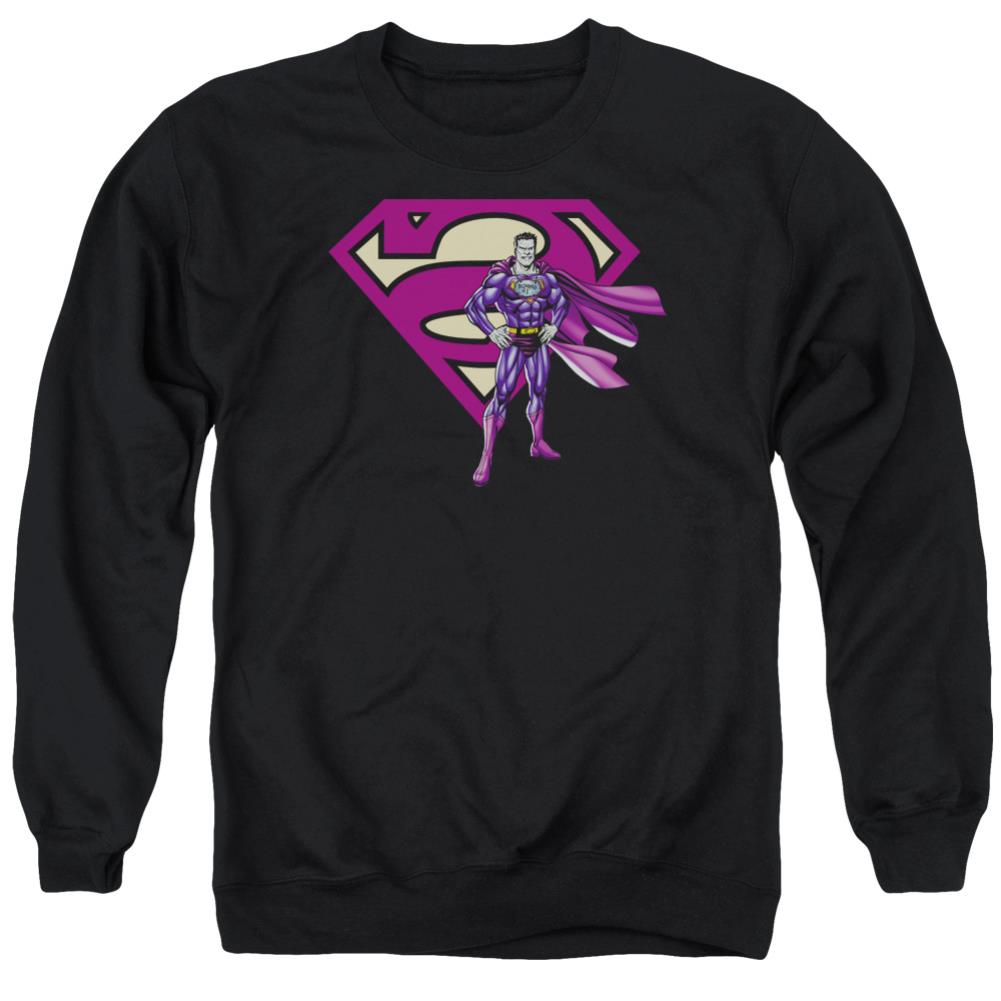 Superman Bizarro & Logo Men's Crewneck 50 50 Poly LS T