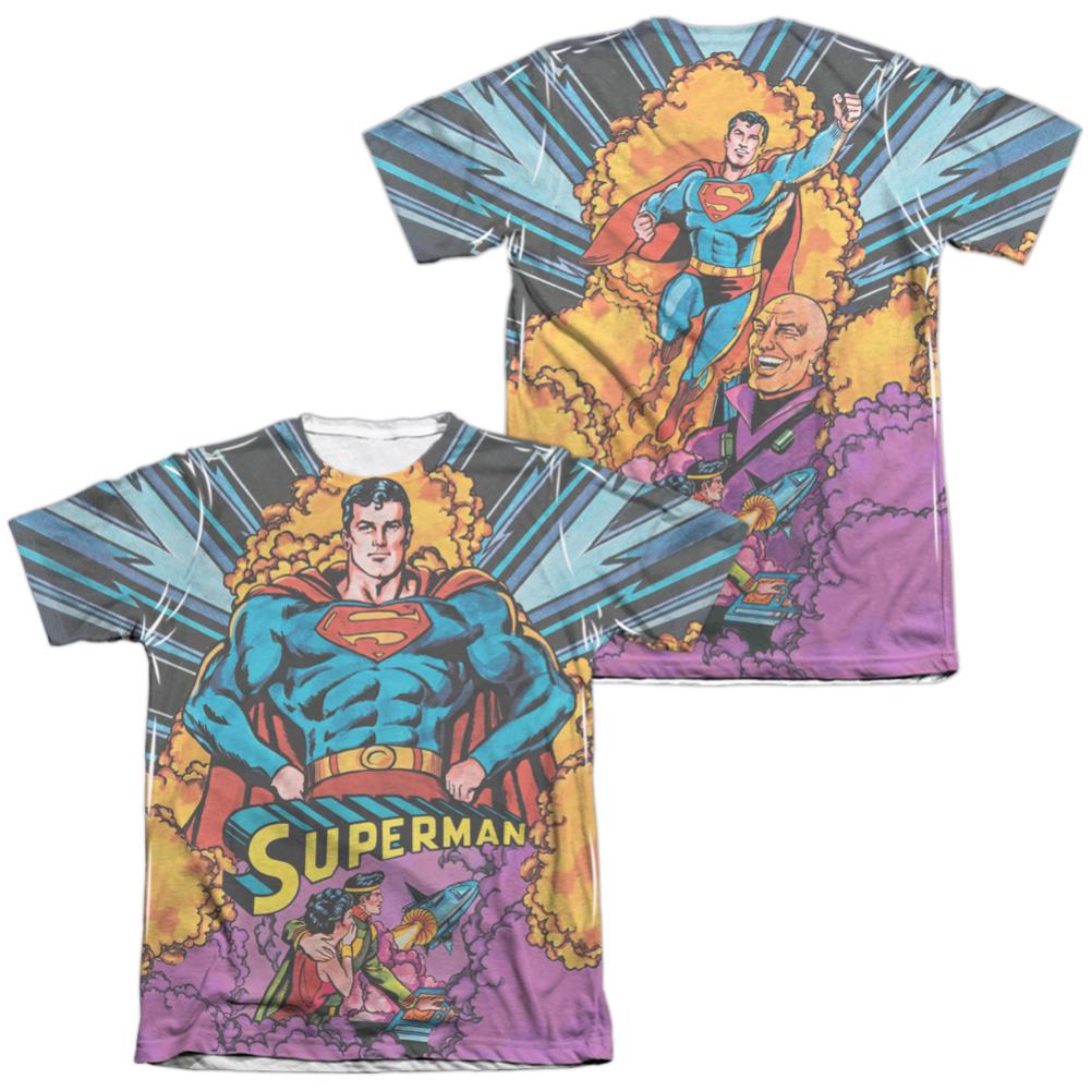 Superman Blast Off (Front/Back Print) Men's Regular Fit Poly Cotton SS T