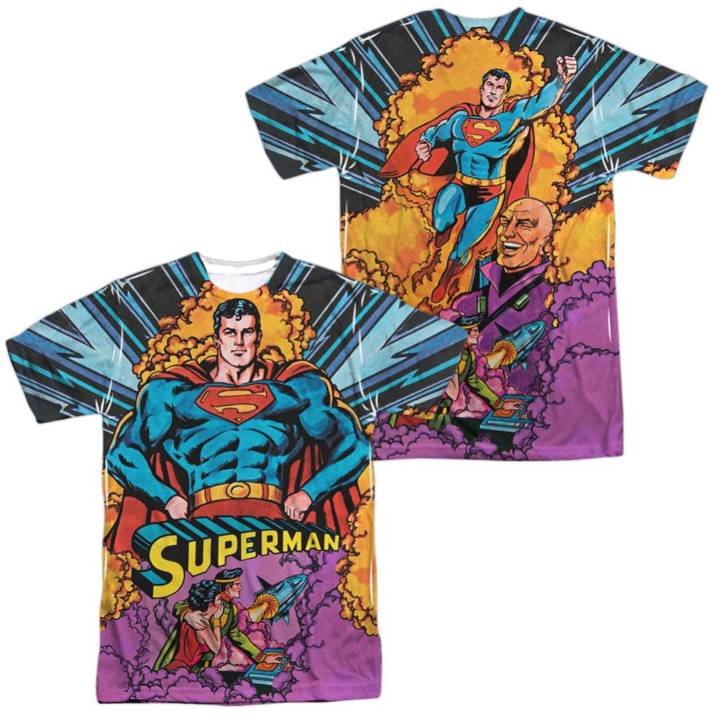 Superman Blast Off (Front/Back Print) Men's Regular Fit Polyester SS T
