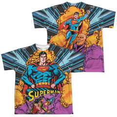 Superman Blast Off (Front/Back Print) Youth Regular Fit Poly SS T