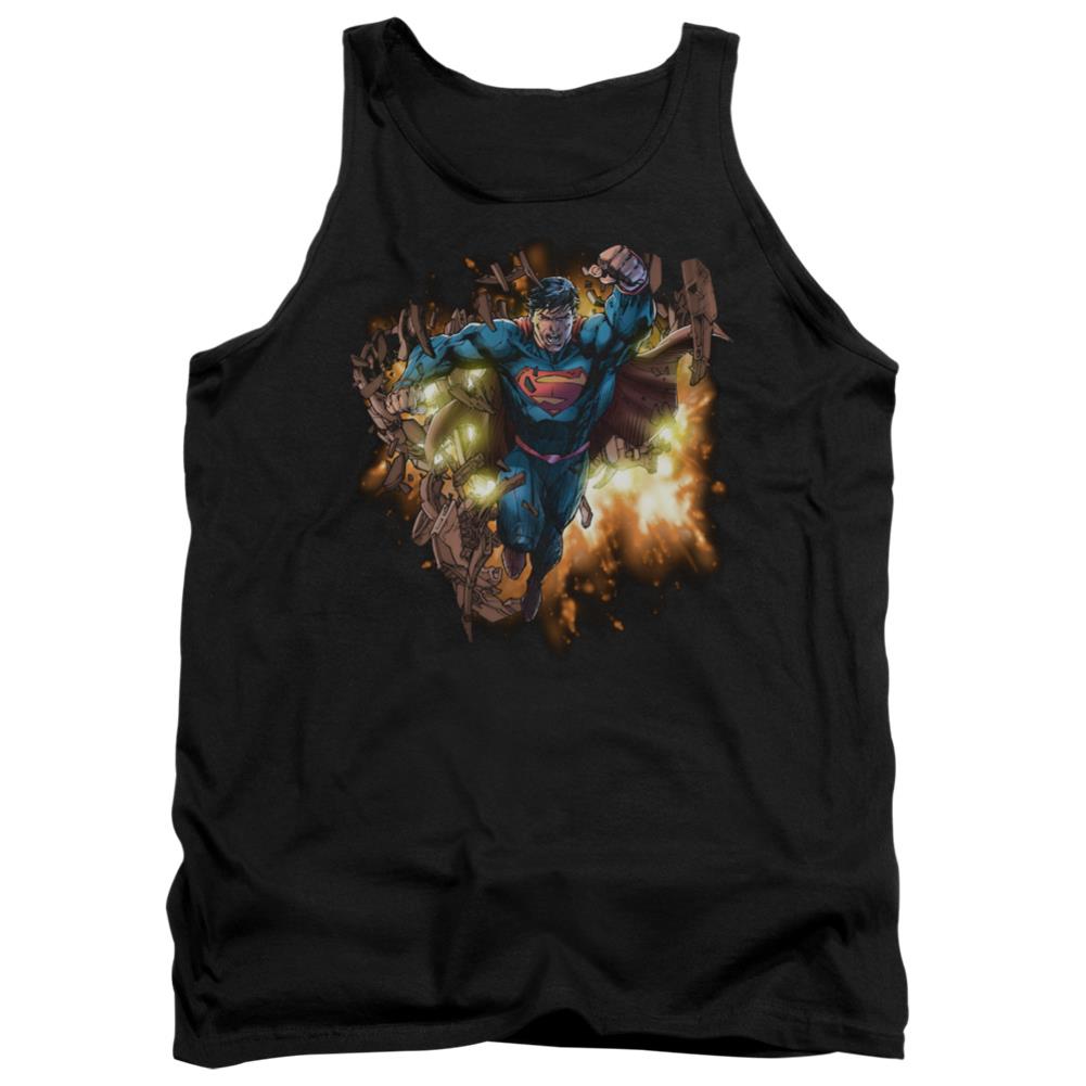 Superman Blasting Through Men's 18/1 Cotton Tank Top