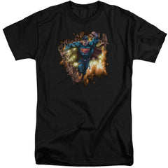 Superman Blasting Through Men's 18/1 Tall Cotton SS T
