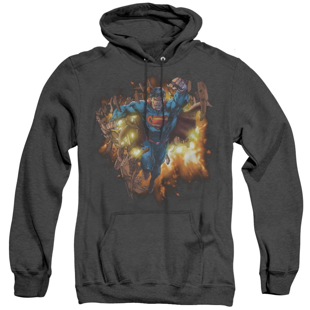 Superman Blasting Through Men's Pull-Over Hoodie