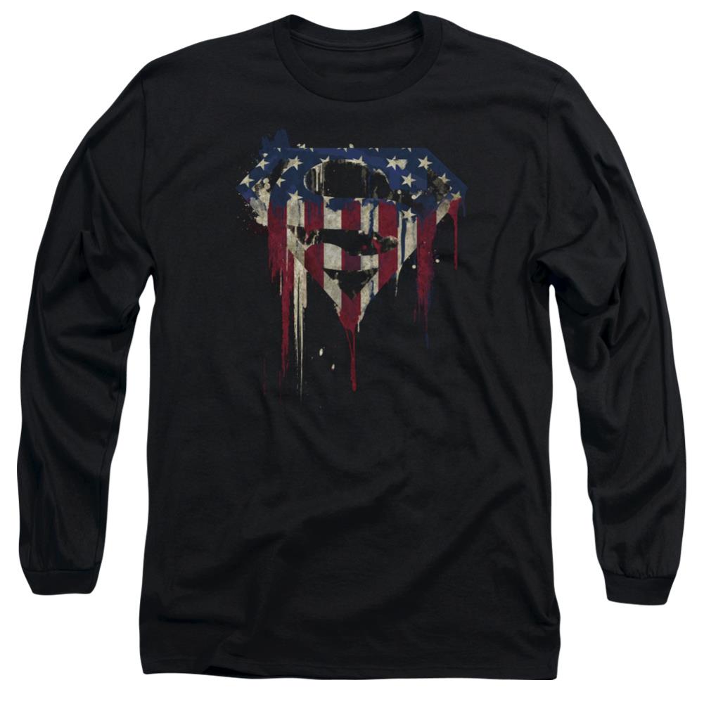 Superman Bleeding Shield Men's 18/1 Cotton LS T