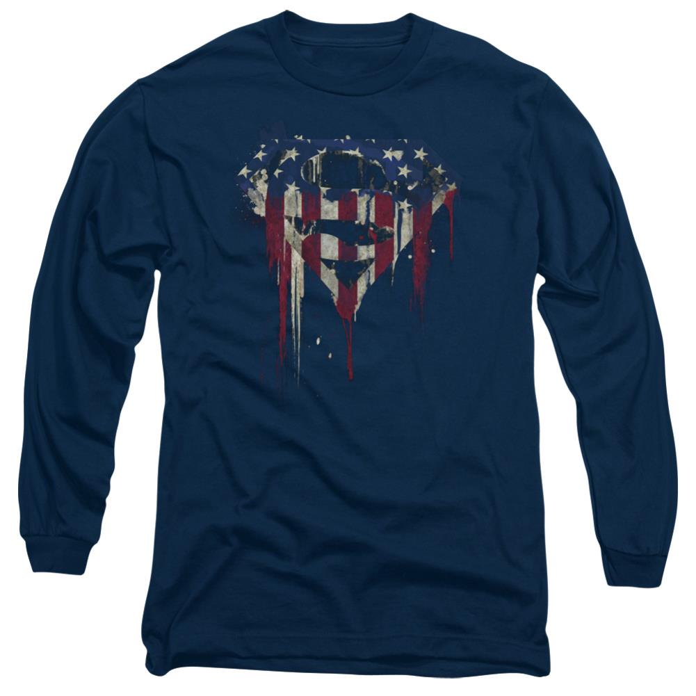 Superman Bleeding Shield Men's 18/1 Cotton LS T
