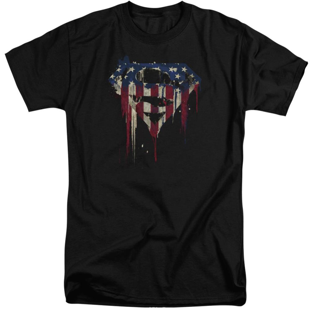 Superman Bleeding Shield Men's 18/1 Tall Cotton SS T