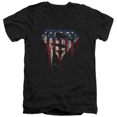 Superman Bleeding Shield Men's 30/1 Cotton Slim V-Neck T