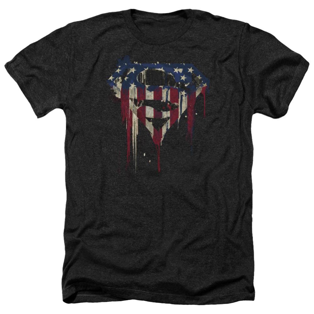 Superman Bleeding Shield Men's 30/1 Heather 60 40 Poly SS T