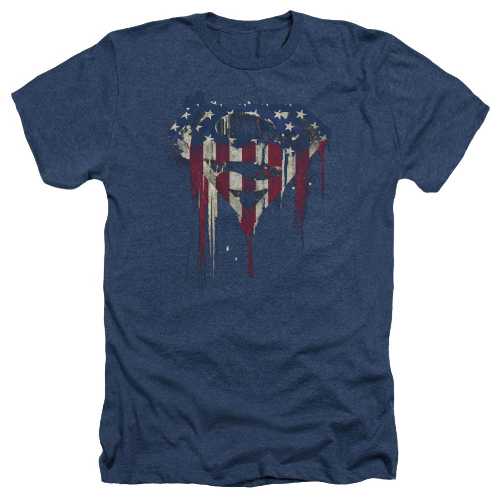 Superman Bleeding Shield Men's 30/1 Heather 60 40 Poly SS T