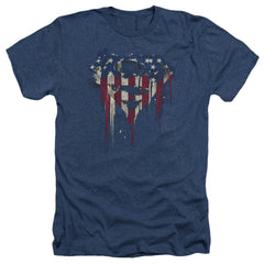 Superman Bleeding Shield Men's 30/1 Heather 60 40 Poly SS T