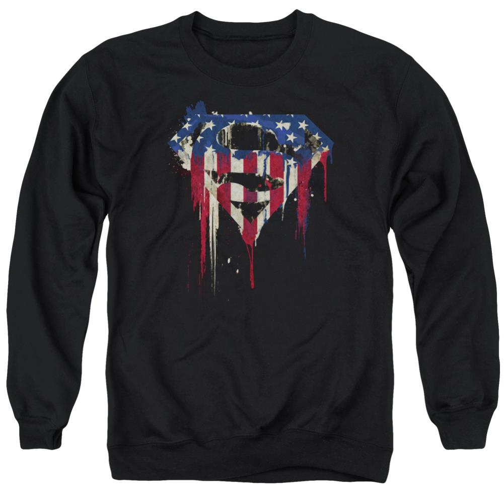 Superman Bleeding Shield Men's Crewneck 50 50 Poly LS T