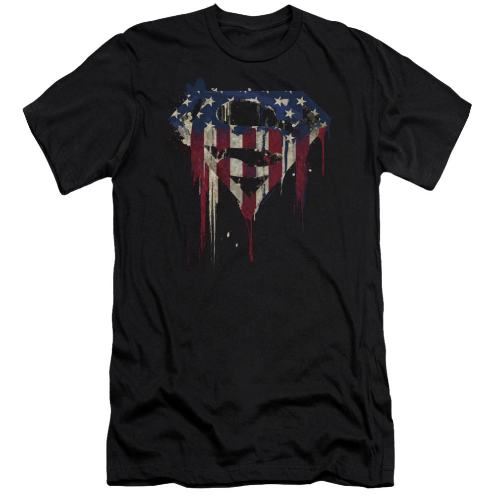 Superman Bleeding Shield Men's Ultra-Soft 30/1 Cotton Slim SS T