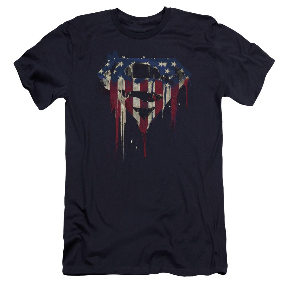 Superman Bleeding Shield Men's Ultra-Soft 30/1 Cotton Slim SS T