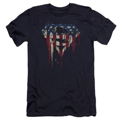 Superman Bleeding Shield Men's Ultra-Soft 30/1 Cotton Slim SS T