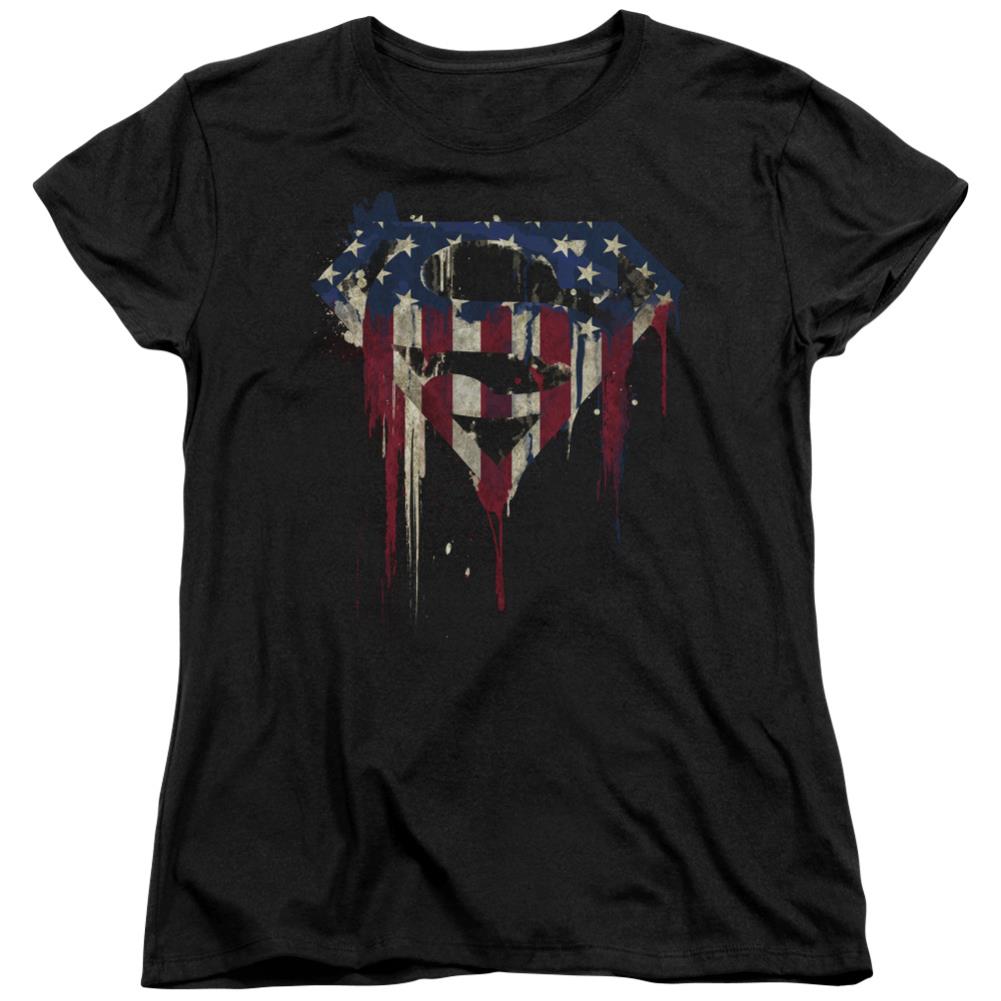 Superman Bleeding Shield Women's 18/1 Cotton SS T
