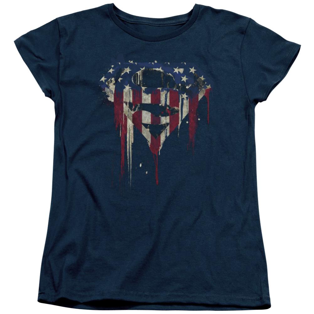 Superman Bleeding Shield Women's 18/1 Cotton SS T