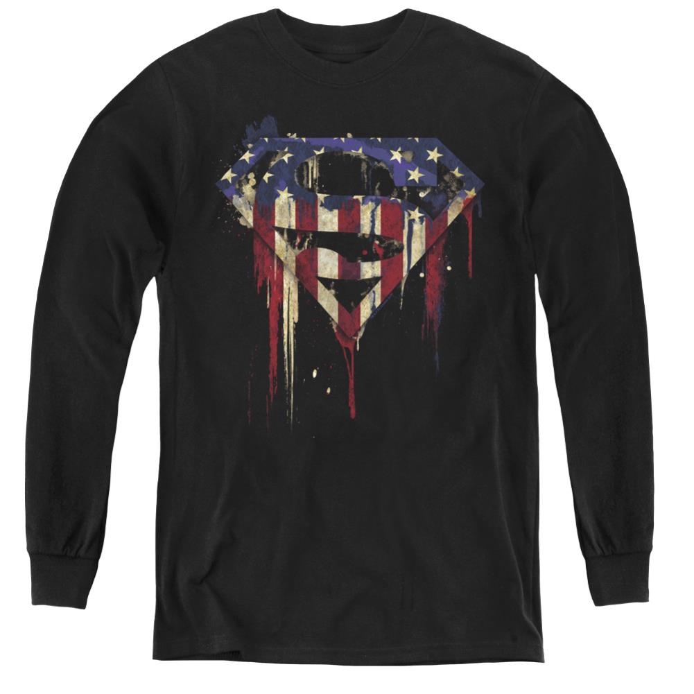 Superman Bleeding Shield Youth LS T