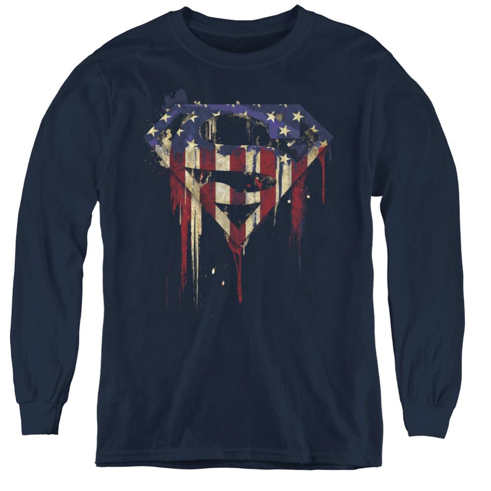 Superman Bleeding Shield Youth LS T