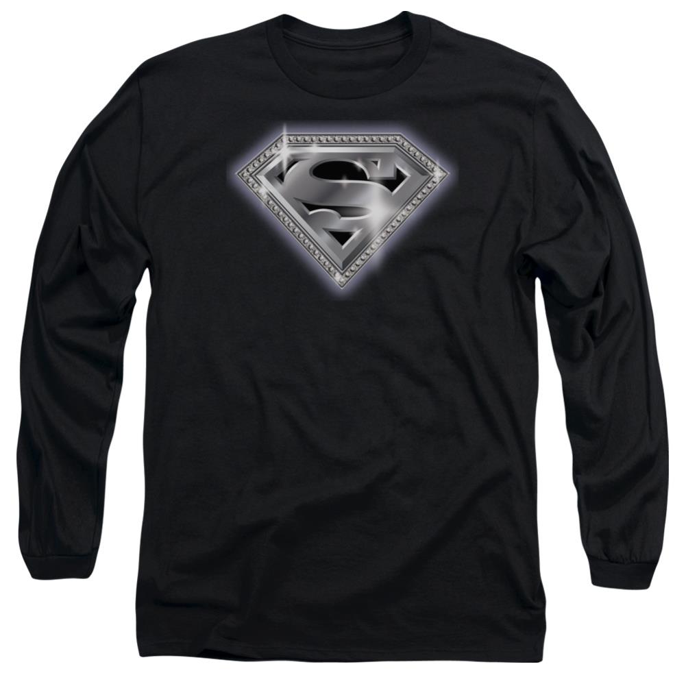 Superman Bling Shield Men's 18/1 Cotton LS T