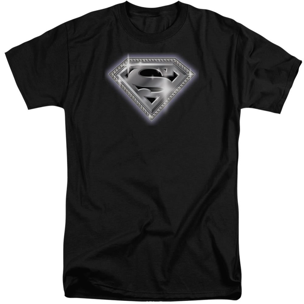 Superman Bling Shield Men's 18/1 Tall Cotton SS T
