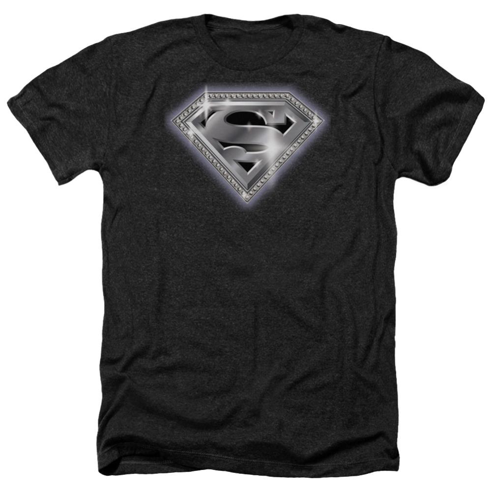 Superman Bling Shield Men's 30/1 Heather 60 40 Poly SS T