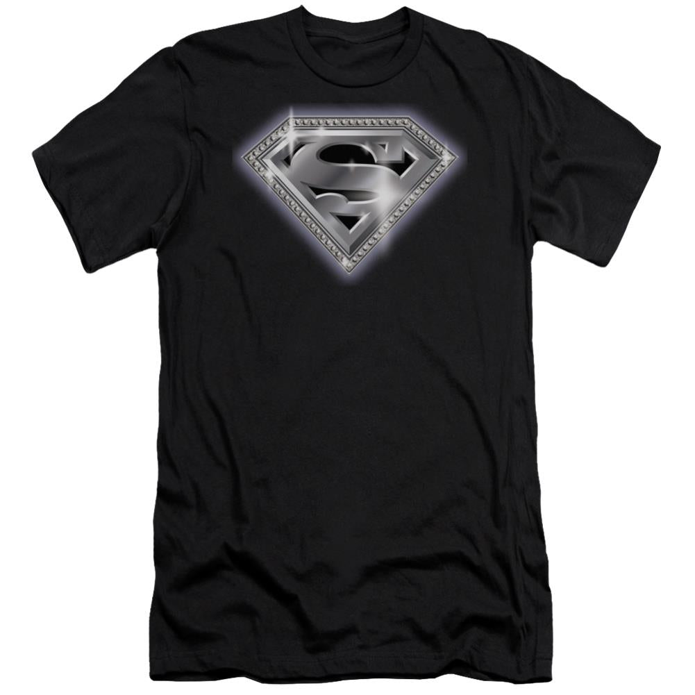 Superman Bling Shield Men's Ultra-Soft 30/1 Cotton Slim SS T