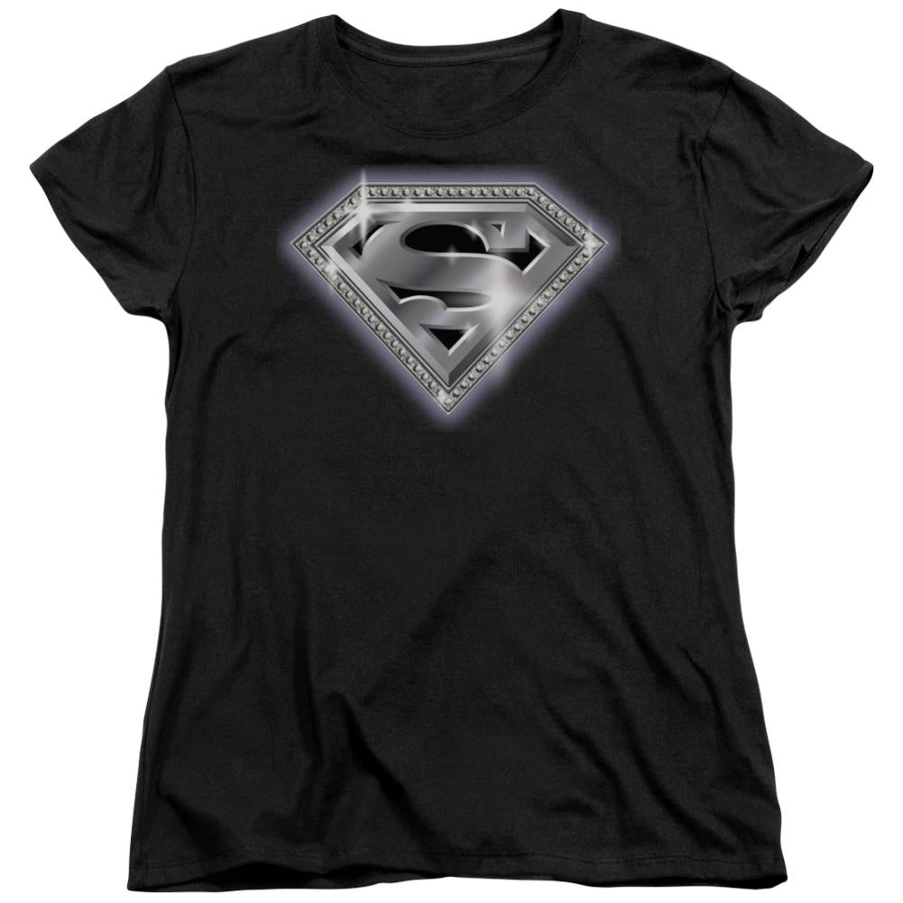 Superman Bling Shield Women's 18/1 Cotton SS T