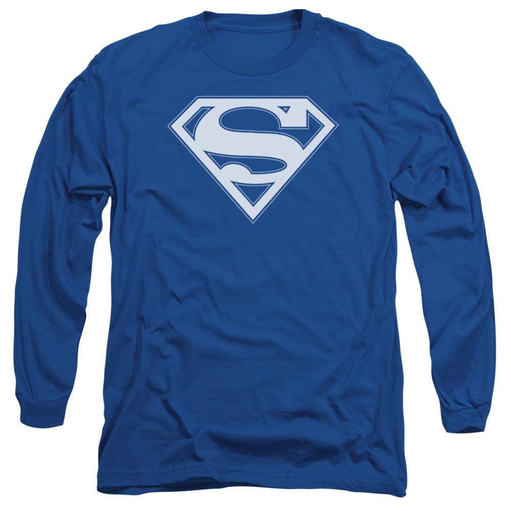 Superman Blue & White Shield Men's 18/1 Cotton LS T