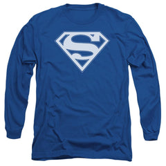 Superman Blue & White Shield Men's 18/1 Cotton LS T