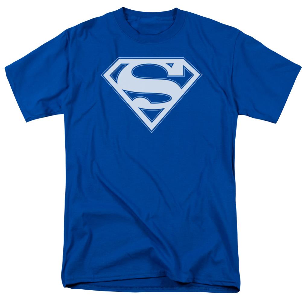 Superman Blue & White Shield Men's 18/1 Cotton SS T
