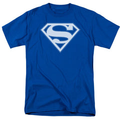 Superman Blue & White Shield Men's 18/1 Cotton SS T