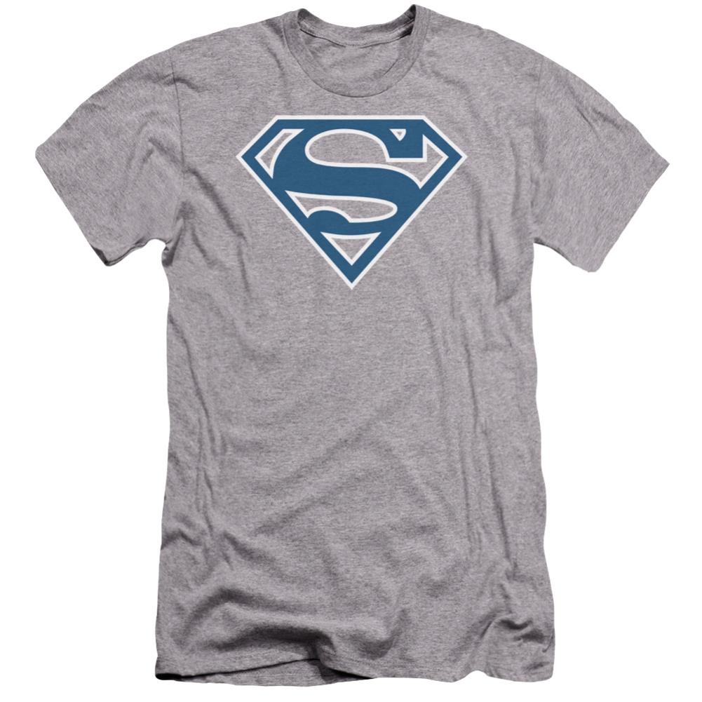 Superman Blue & White Shield Men's Ultra-Soft 30/1 Cotton Slim SS T