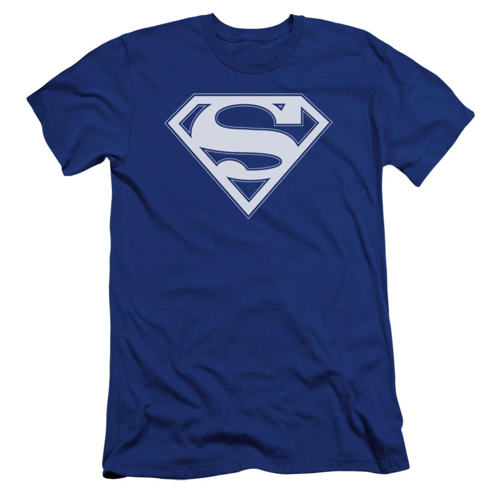 Superman Blue & White Shield Men's Ultra-Soft 30/1 Cotton Slim SS T