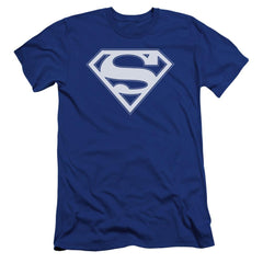 Superman Blue & White Shield Men's Ultra-Soft 30/1 Cotton Slim SS T