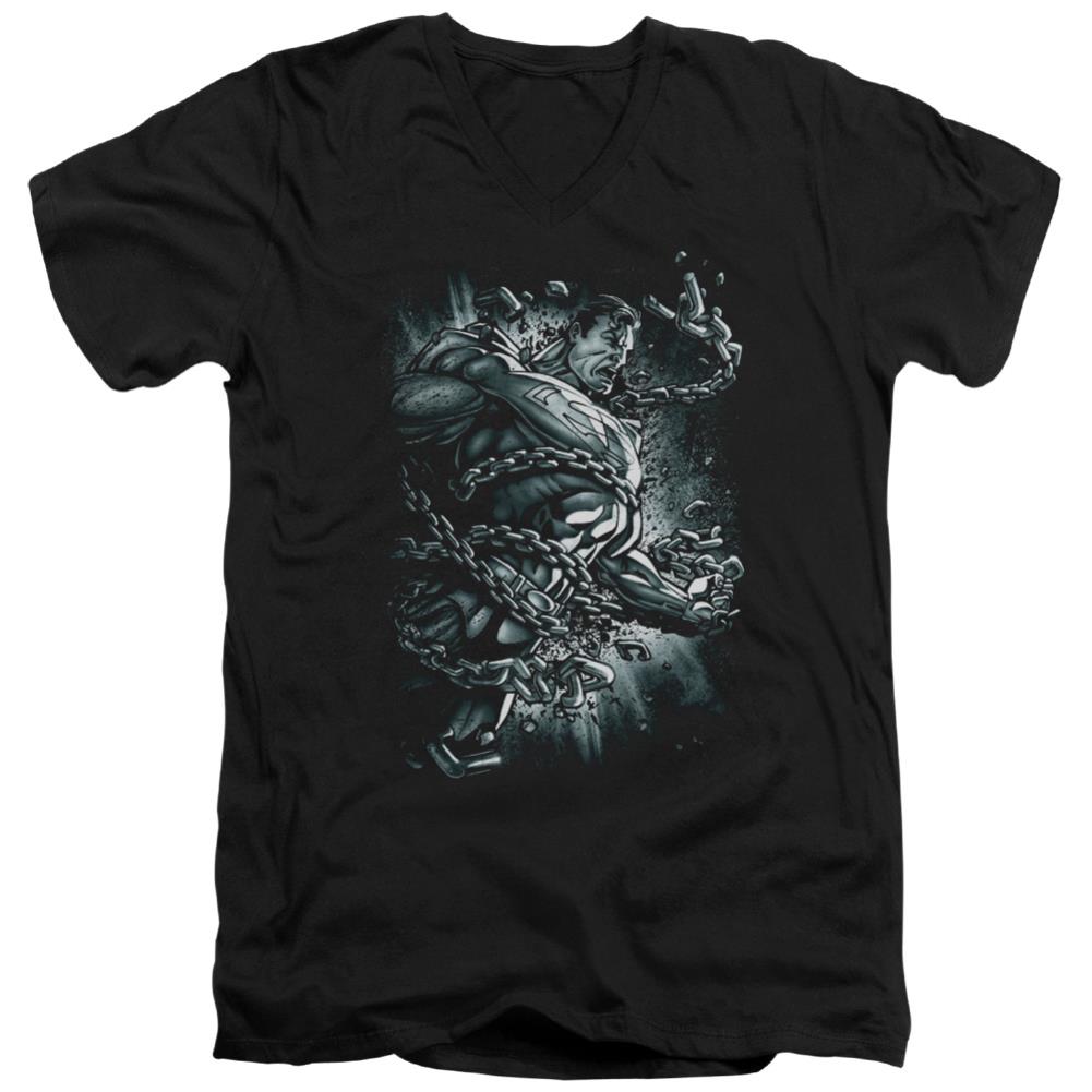 Superman Break Free Men's 30/1 Cotton Slim V-Neck T