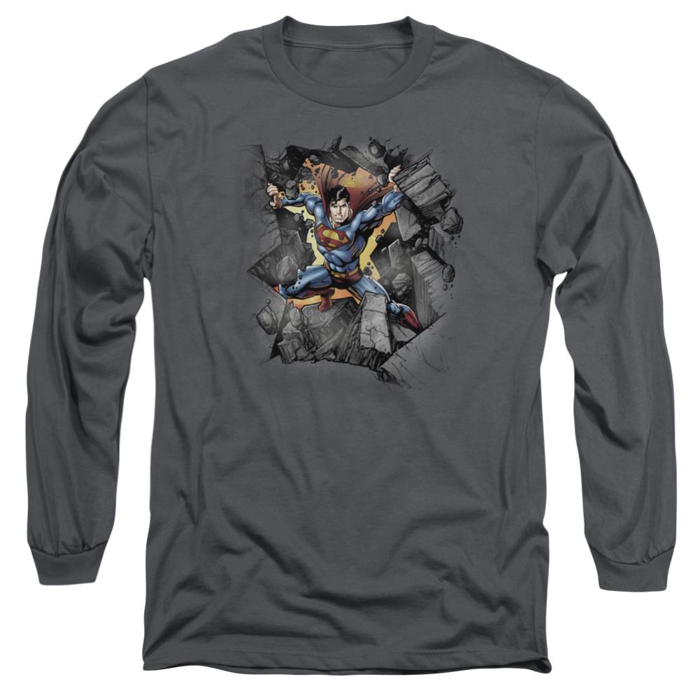 Superman Break On Through Men's 18/1 Cotton LS T