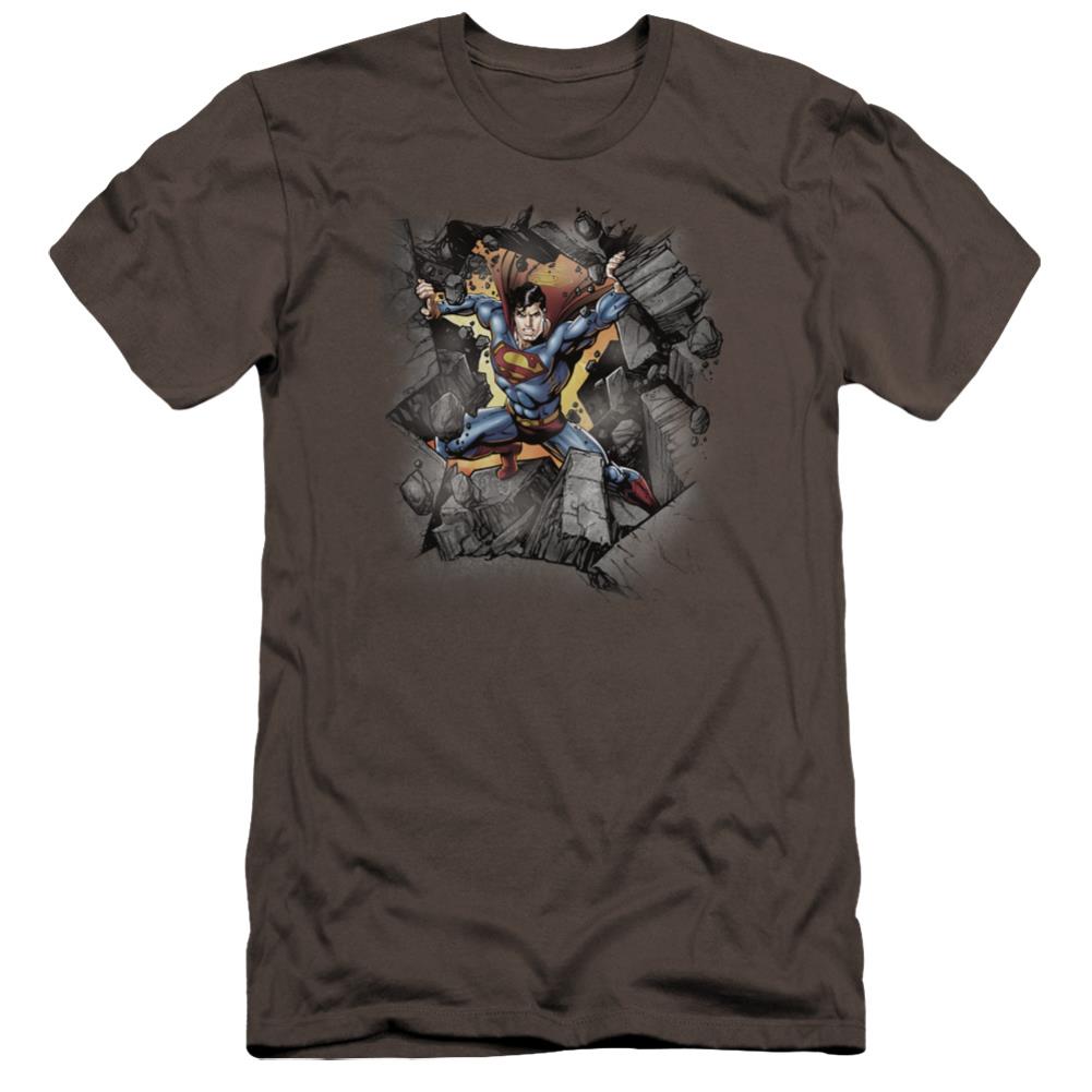 Superman Break On Through Men's Ultra-Soft 30/1 Cotton Slim SS T
