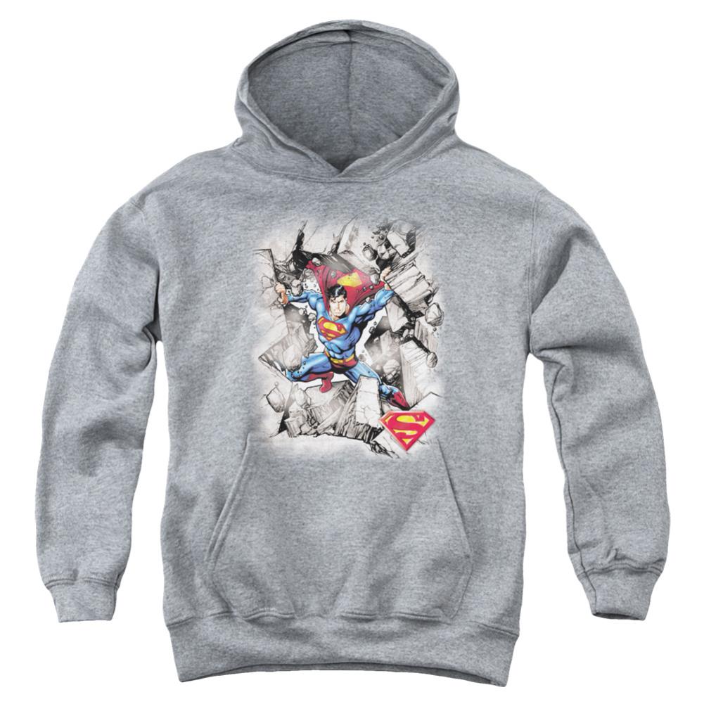 Superman Break Through Youth Cotton Poly Pull-Over Hoodie