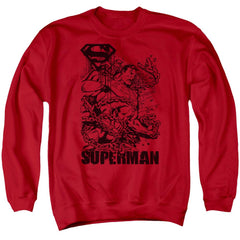 Superman Breaking Chains Men's Crewneck 50 50 Poly LS T