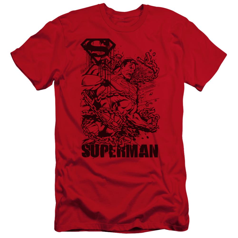 Superman Breaking Chains Men's Ultra-Soft 30/1 Cotton Slim SS T