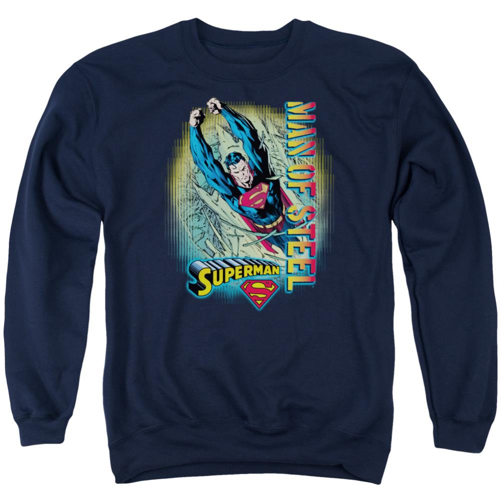 Superman Breakthrough Men's Crewneck 50 50 Poly LS T