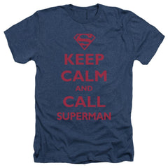 Superman Call Superman Men's 30/1 Heather 60 40 Poly SS T