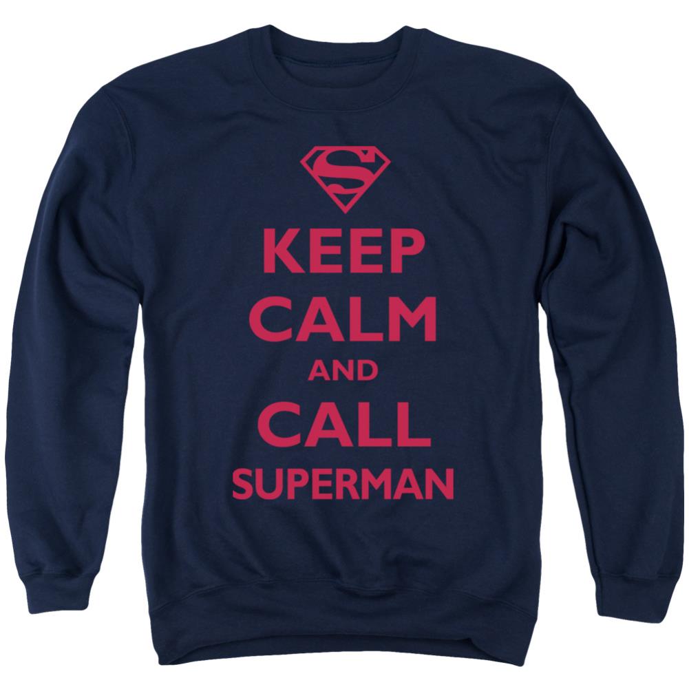Superman Call Superman Men's Crewneck 50 50 Poly LS T