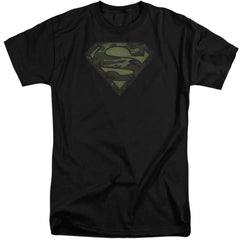 Superman Camo Logo Distressed Men's 18/1 Tall Cotton SS T
