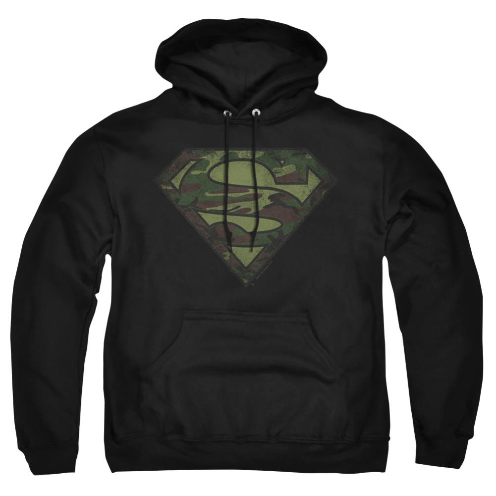 Superman Camo Logo Distressed Men's Pull-Over 75 25 Poly Hoodie