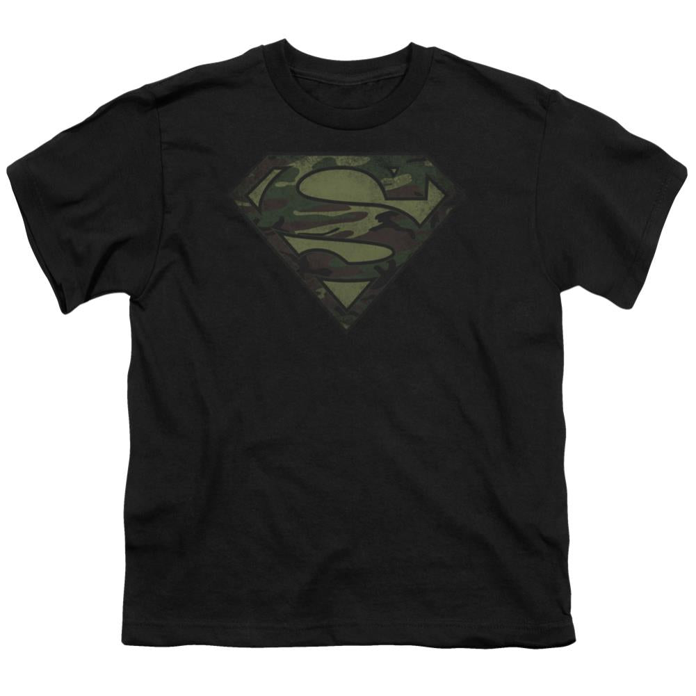 Superman Camo Logo Distressed Youth 18/1 100% Cotton SS T